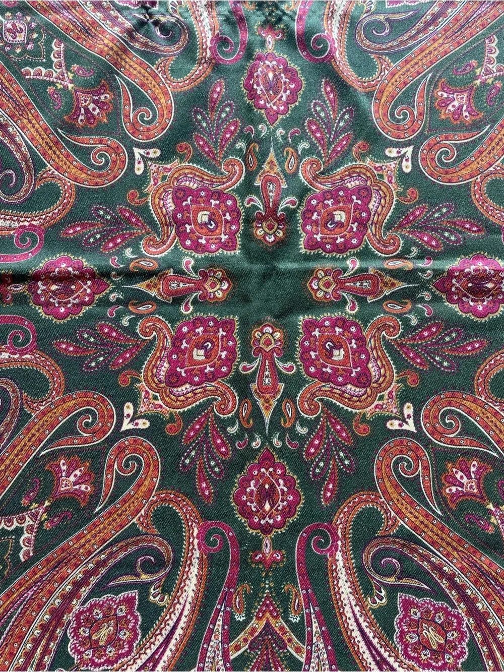 Paisley Scarf in Green, Burgundy, Tan and Gold